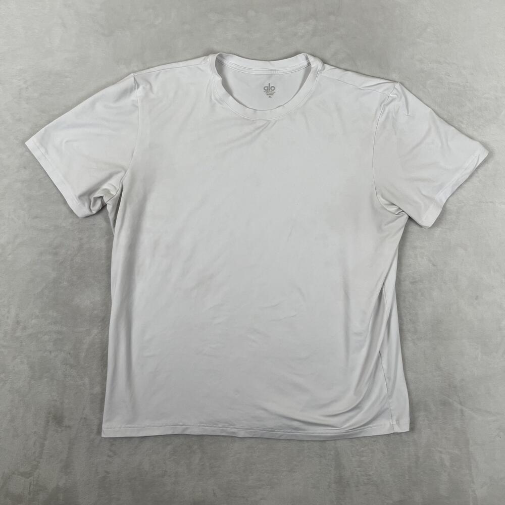 Alo T-Shirt Mens XL White Short Sleeve Performance Yoga Crew Neck Athletic